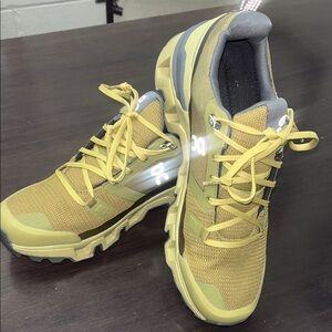 On Running Mustard and Gray Sneakers